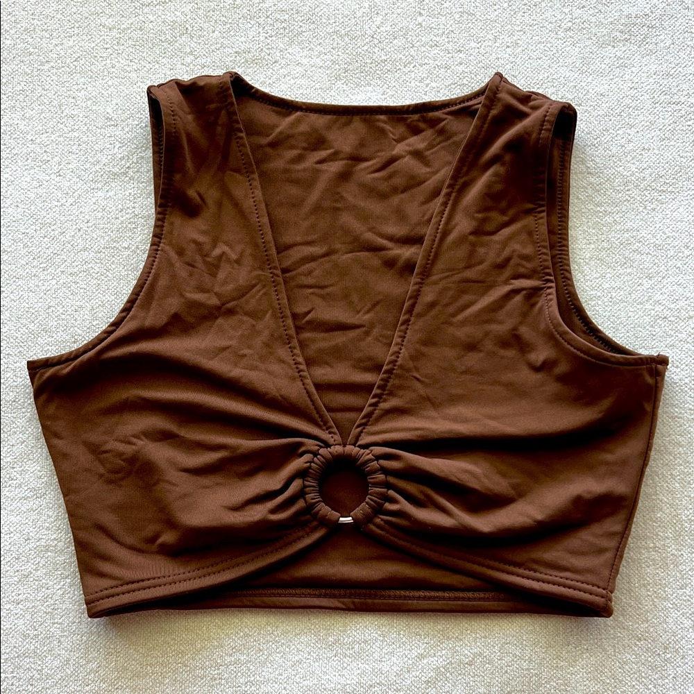 Brown Sleeveless Crop Top